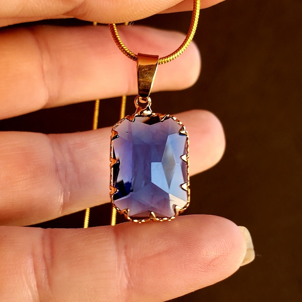 New Blue Zircon Gold Plated Necklace.